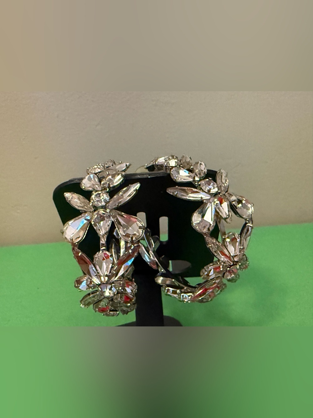 Statement Rhinestone large Crystal Floral Hoop Earrings